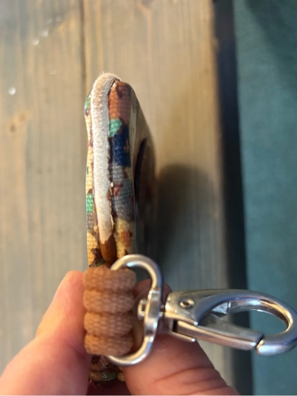 Fossil Floral Canvas Coin Pouch in Brown, Green & Peach - Picture 8 of 10